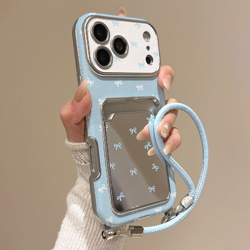 Phone Accessories Case - Schattige strik spiegelkaart houder telefoonhoesje voor