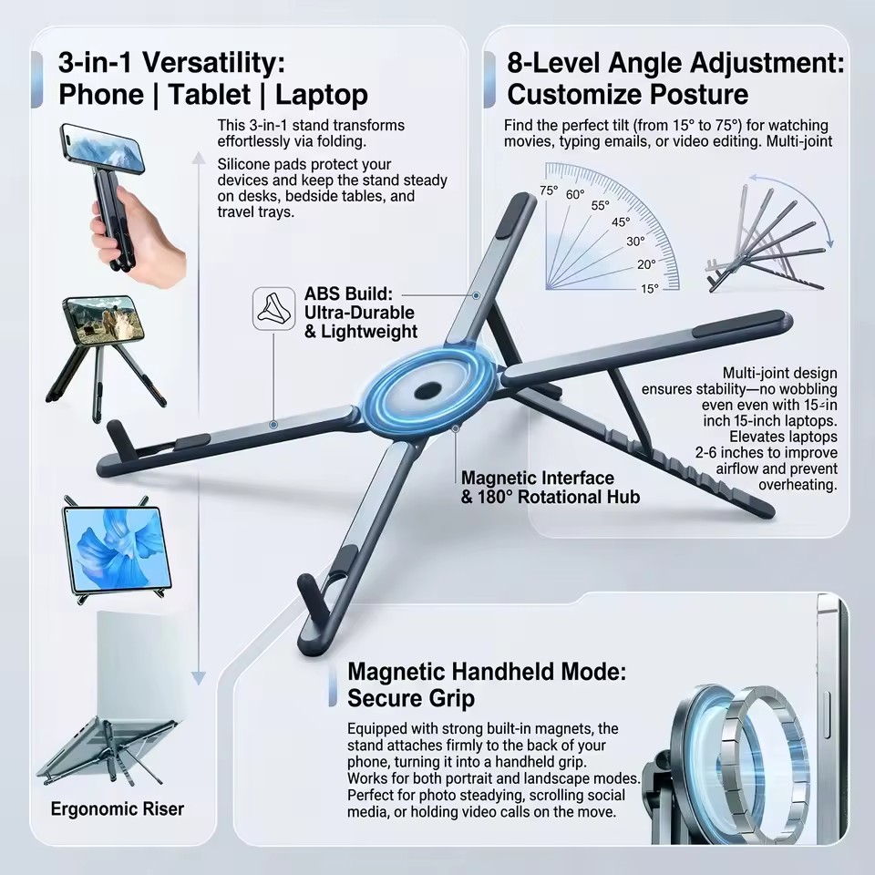 Selfie Stick Tripod - Draagbare magnetische telefoonhouder & selfie stick