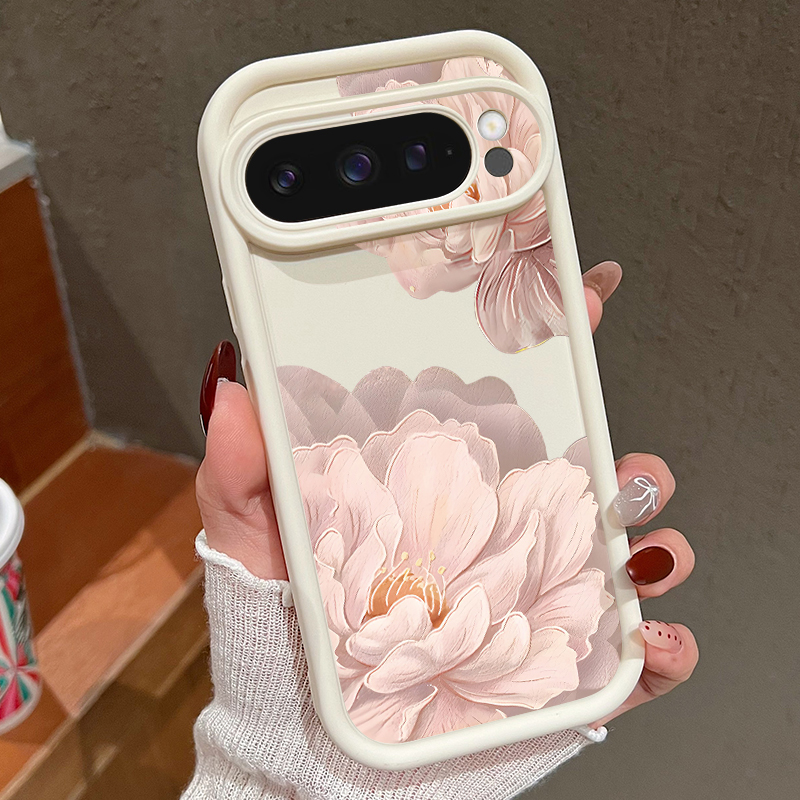 Google Pixel 9 - Roze bloemenpatroon zachte TPU telefoonhoes voor