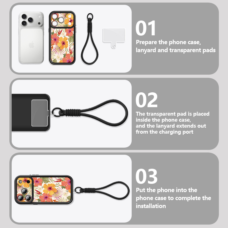 Gekleurde bloemenprint lanyard - Lanyard Phone Strap recensie en prijs